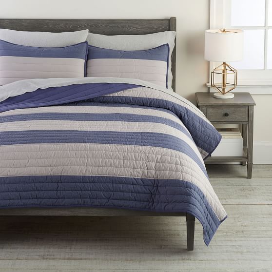 Bold Rugby Striped Washed Quilt | Pottery Barn Teen