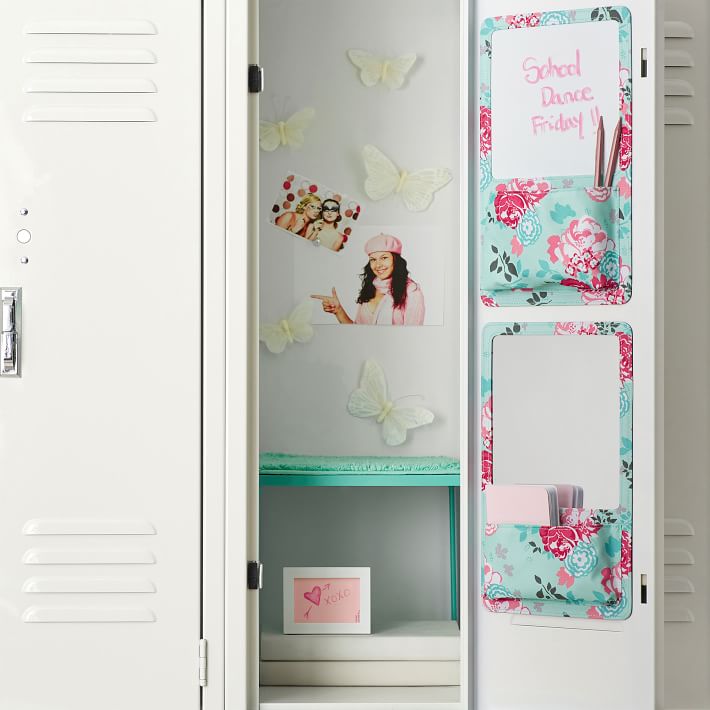 Pool Garden Party Floral Locker Locker Mirror & Pocket Organizer
