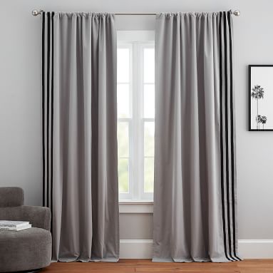 Border Stripe Blackout Curtain | Pottery Barn Teen