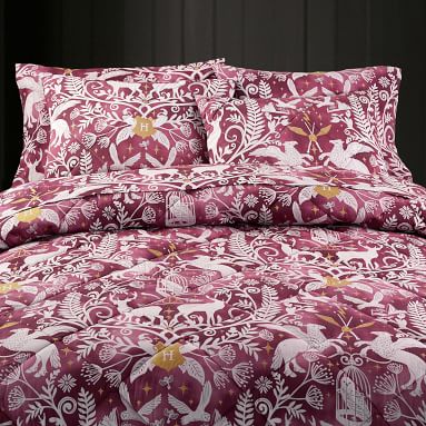 Harry Potter™ Magical Damask Comforter - Burgundy | Pottery Barn Teen