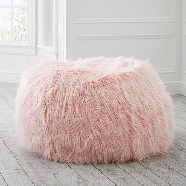 Himalayan Faux-Fur Blush Bean Bag Chair | Pottery Barn Teen