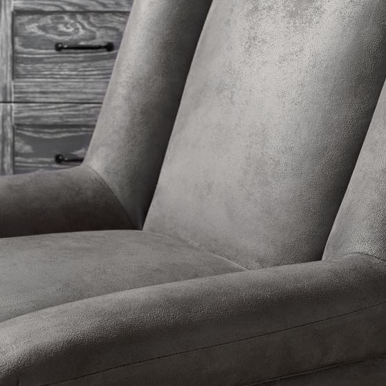 Image showcasing Textured Faux-Suede Charcoal Cole Swivel Chair | Pottery Barn Teen