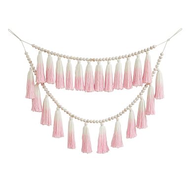 Tie Dye Tassel Garland, Blush