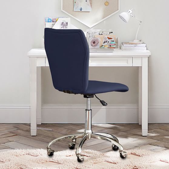 Beadboard Classic Small Space Desk and Twill Navy Airgo Desk Chair Set