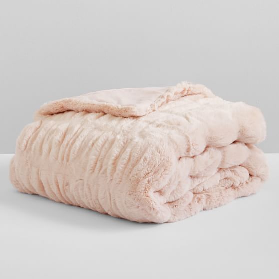 OPEN BOX Ruched FauxFur Throw Pottery Barn Teen