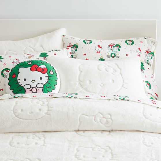 Hello Kitty® Christmas Organic Flannel Sheet Set Pottery Barn Teen