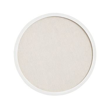 No Nails Round Pinboard, White, Natural Linen