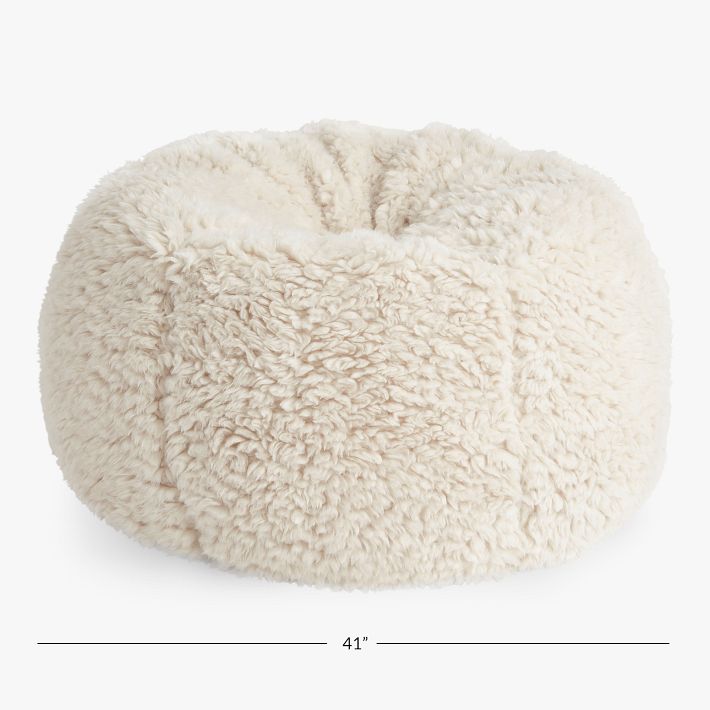 Jumbo Sherpa Natural Bean Bag Chair Pottery Barn Teen