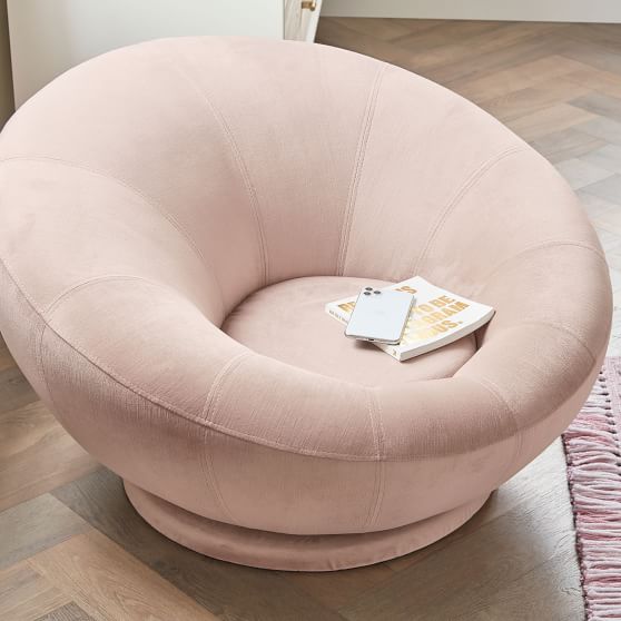 Lustre Velvet Dusty Blush Groovy Swivel | Pottery Barn Teen