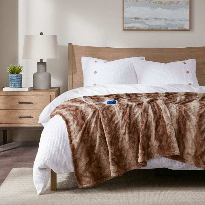 Beautyrest Heated Oversized Faux Fur Throw Pottery Barn Teen