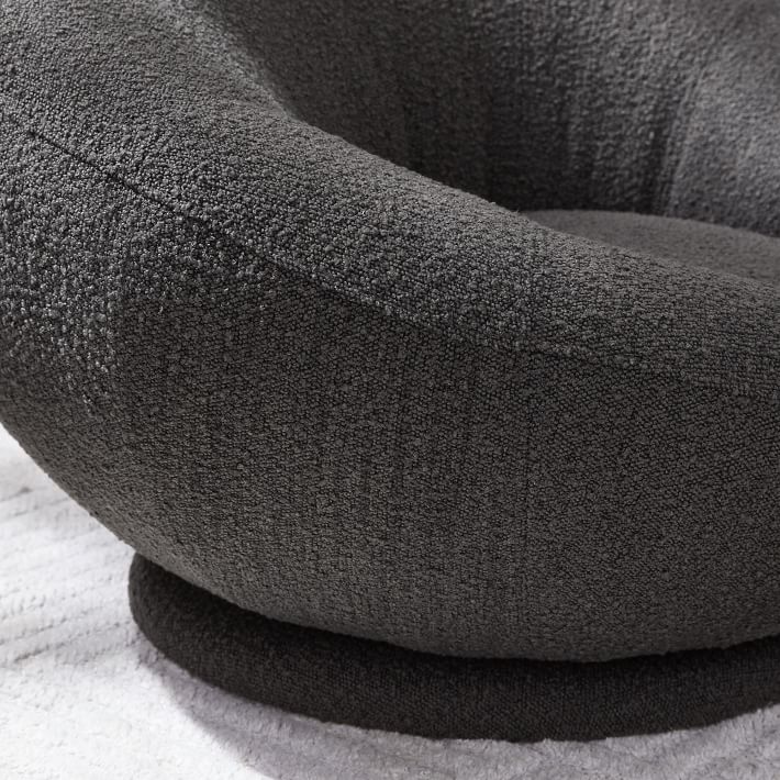 Chunky Boucle Charcoal Groovy Swivel Chair Pottery Barn Teen