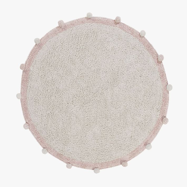 PomPom Round Washable Cotton Rug Pottery Barn Teen