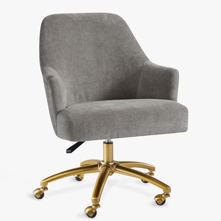 Distressed Velvet Pleated Swivel Desk Chair Metal Pottery Barn Teen