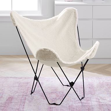 Sherpa Ivory Butterfly Chair | Pottery Barn Teen