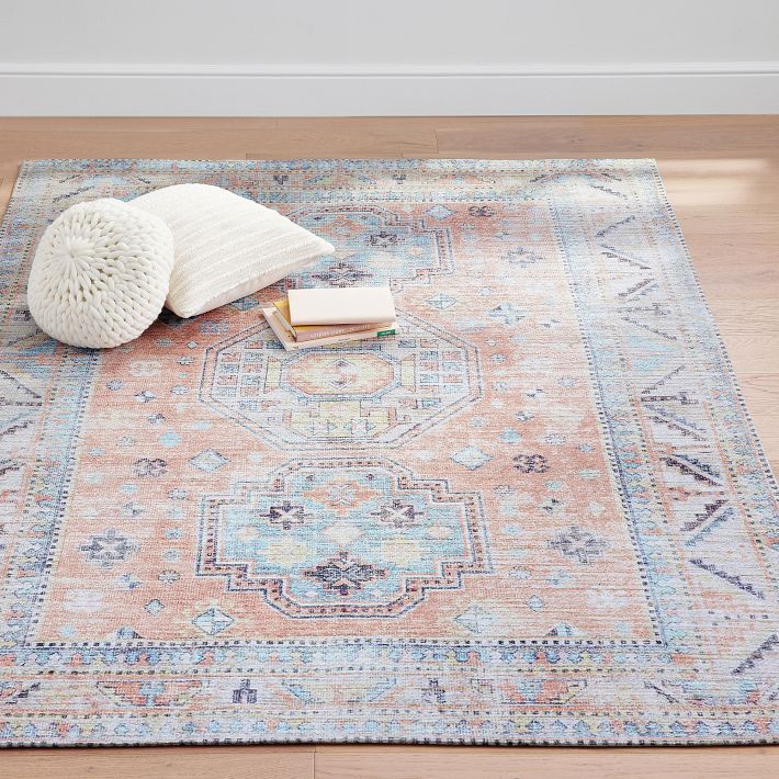 Anzari Washable Rug Warm Multi Pottery Barn Teen
