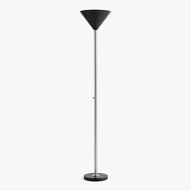 Torchier Floor Lamp, Black/Nickel