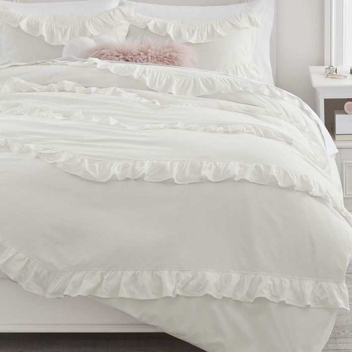 Becca Organic Ruffle Duvet Cover Pottery Barn Teen