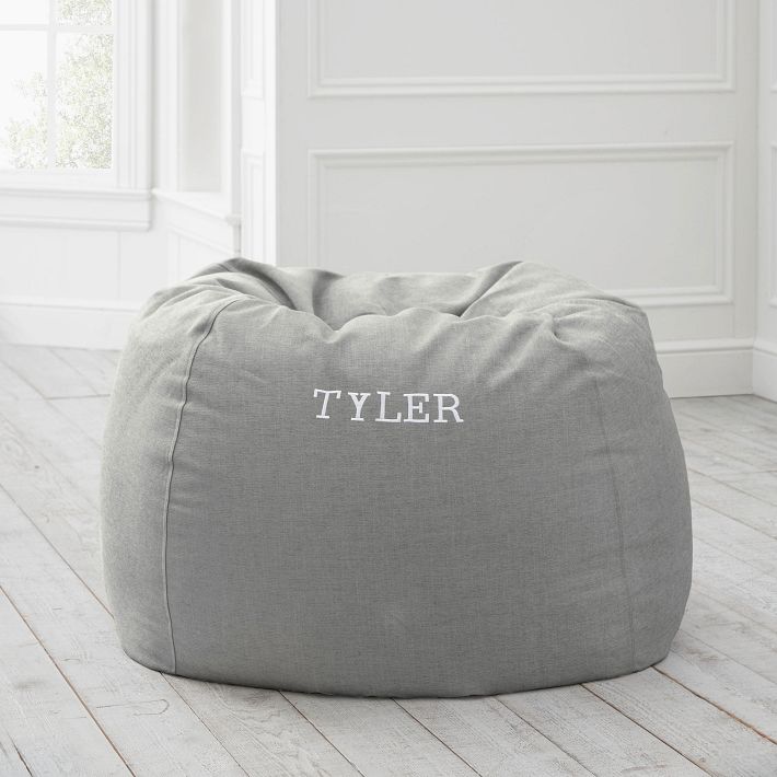 Chenille Plain Weave Washed Grey Bean Bag Chair