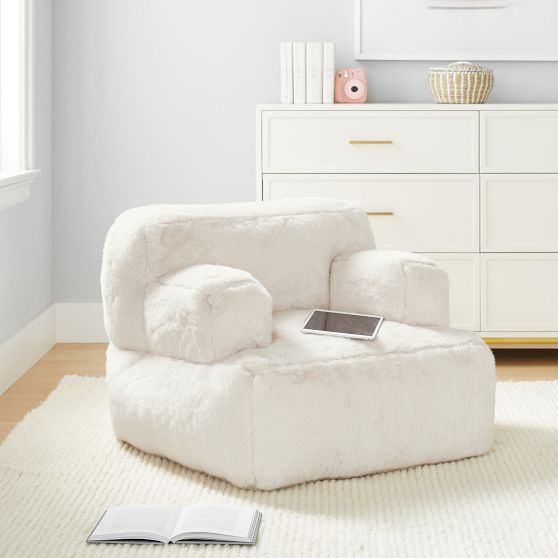 Ivory Polar Bear Faux-Fur Eco-Lounge Chair | Pottery Barn Teen