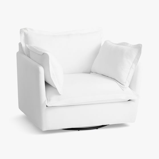 LinenBlend White Cara Swivel Chair Pottery Barn Teen