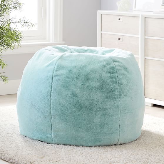 FauxFur Aqua Bean Bag Chair Pottery Barn Teen