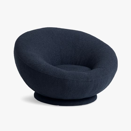 Chunky Boucle Navy Groovy Swivel Chair Pottery Barn Teen