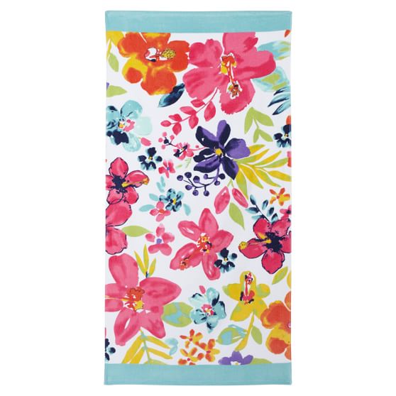 Aqua Floral Teen Beach Towel | Pottery Barn Teen