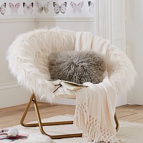 Ivory Furlicious Faux-Fur Round Chair | Pottery Barn Teen