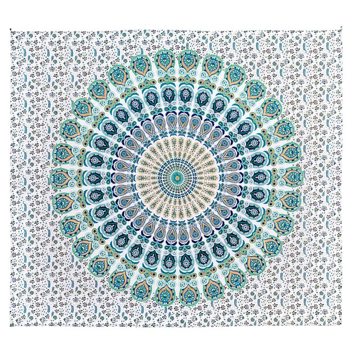 Printed Tapestry Blue & Green Wall Decor Pottery Barn Teen