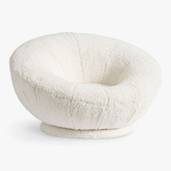 Ivory Sherpa FauxFur Groovy Swivel Chair Lounge Chair Pottery Barn
