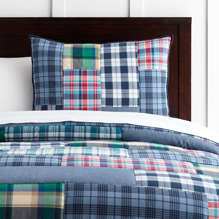 Havana Madras Patchwork Boy's Quilt + Sham Pottery Barn Teen