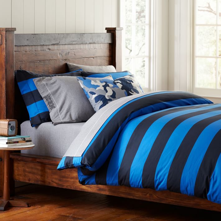 Rugby Stripe Boys Duvet Cover + Pillowcases Sale Pottery Barn Teen