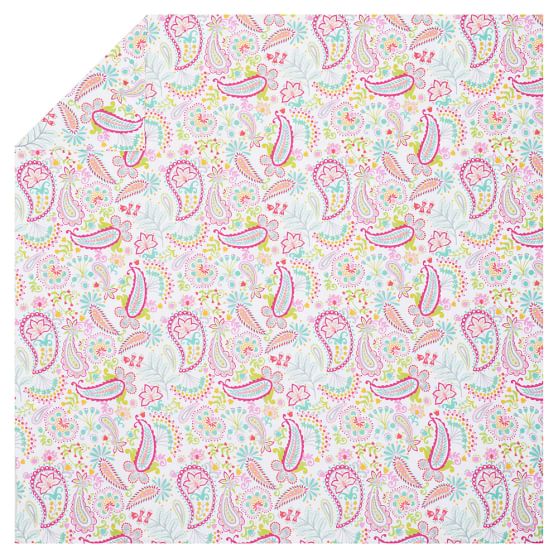 Pink Swirly Paisley Teen Duvet Cover + Sham Pottery Barn Teen