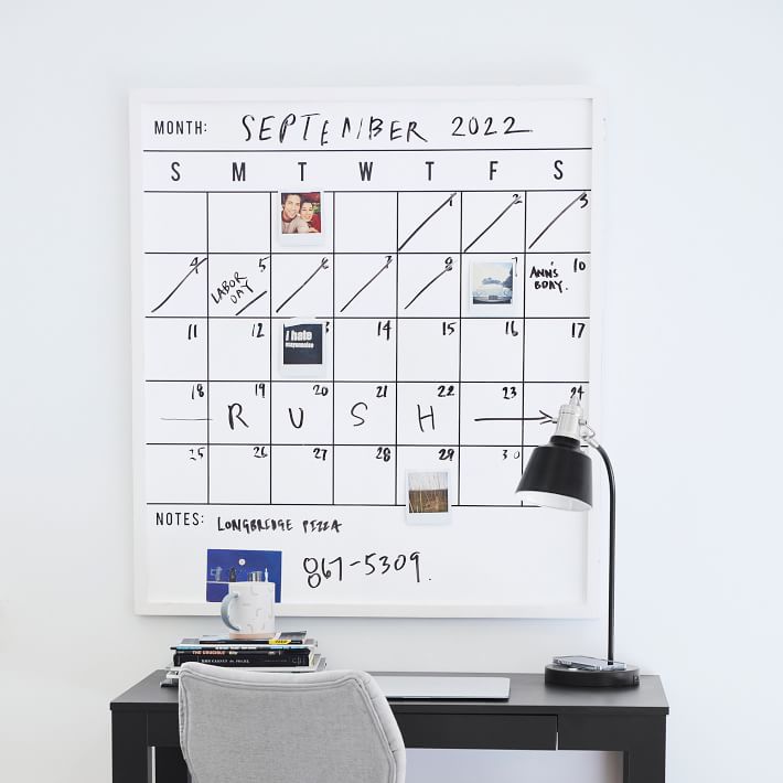 No Nails Oversized Framed Dry Erase Calendar Dorm Organization