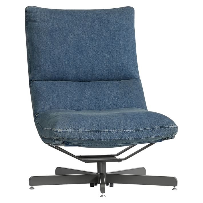 Denim Maverick Swivel Lounge Chair & Ottoman Pottery Barn Teen