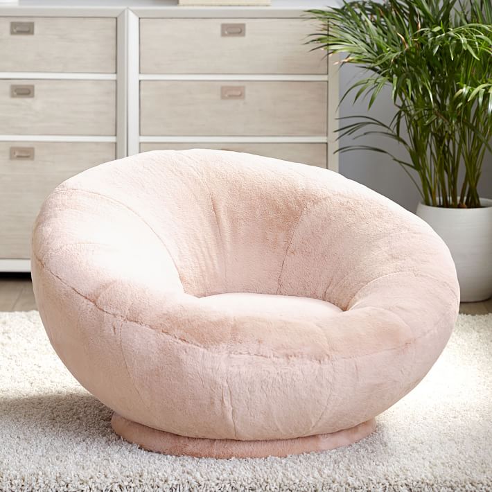 FauxFur Blush Groovy Swivel Chair Pottery Barn Teen