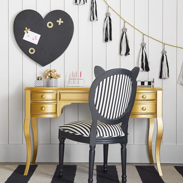 The Emily & Meritt Gold Lilac Desk & Vanity Mirror Hutch Sale