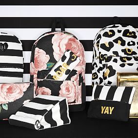 black and rose gold lunch bag