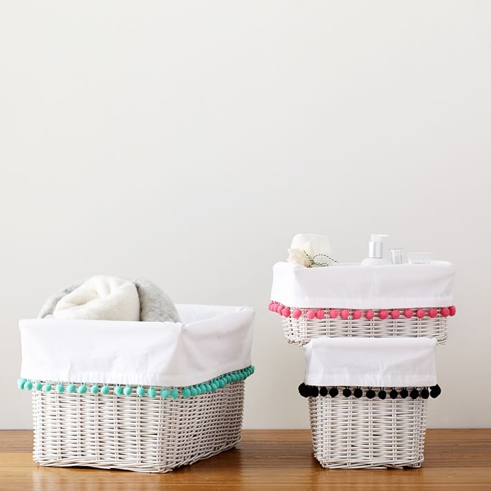 Hideaway Pom Pom Basket Liners Sale Pottery Barn Teen