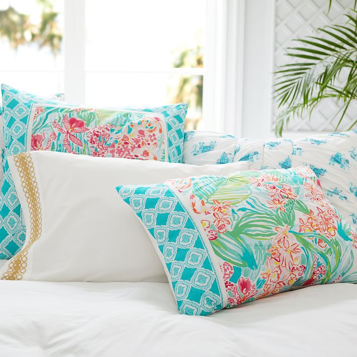 Lilly Pulitzer Orchid Border Girls Duvet Cover | Pottery Barn Teen