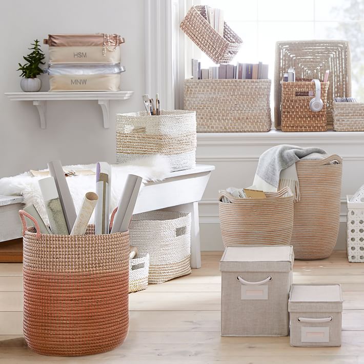 Whitewash Cane Laundry Hamper Pottery Barn Teen