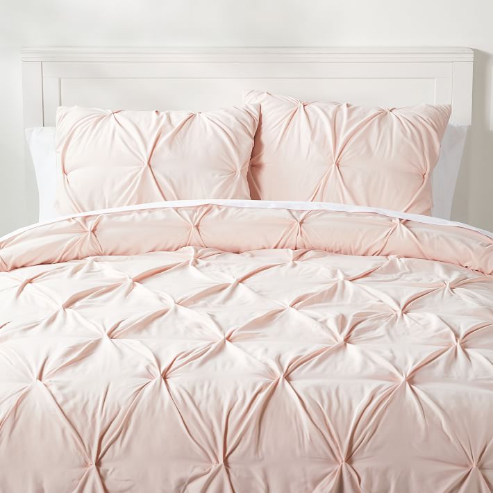 Blush Microfiber Pintuck Comforter & Sham Get The Look Pottery Barn
