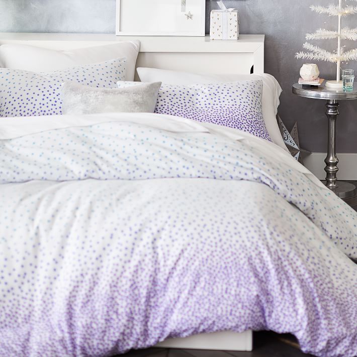 Cascading Stars Organic Flannel Girls Duvet Cover Sale Pottery Barn