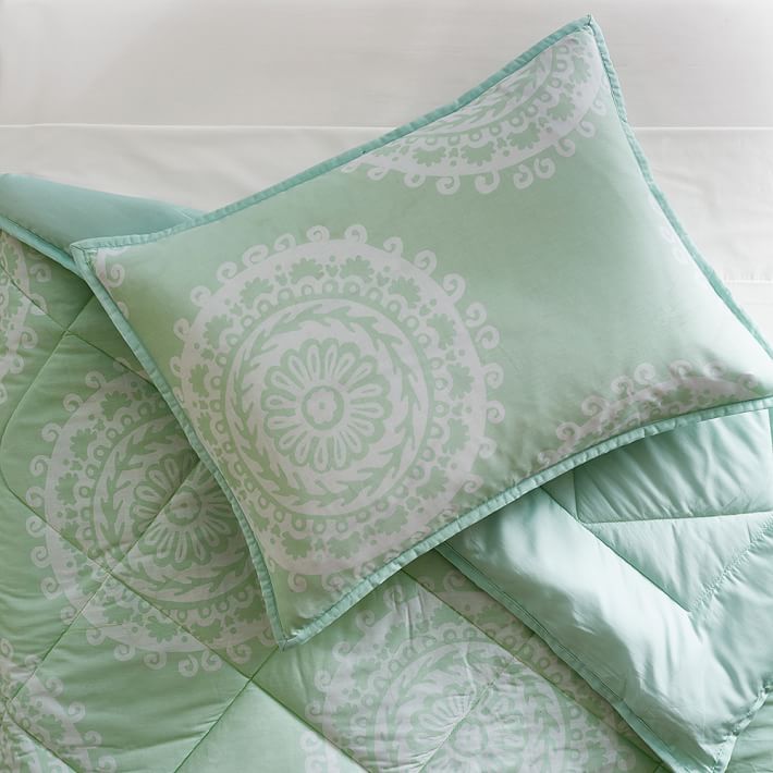 Couette Pottery Barn Teen - Médallion Floret - Bleu - Taille TWIN XL - 100% Coton