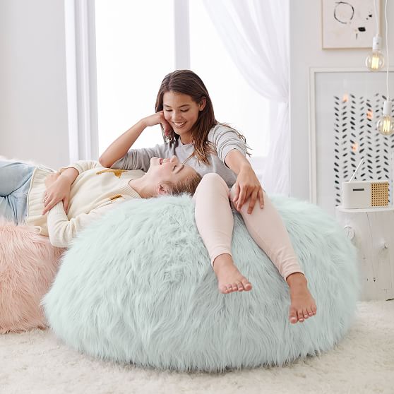 Sky Blue Fur-rific Faux-Fur Bean Bag Chair | Pottery Barn Teen