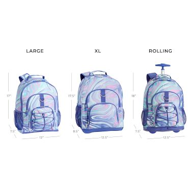 Pink Purple Marble Rolling Backpack For Teens 