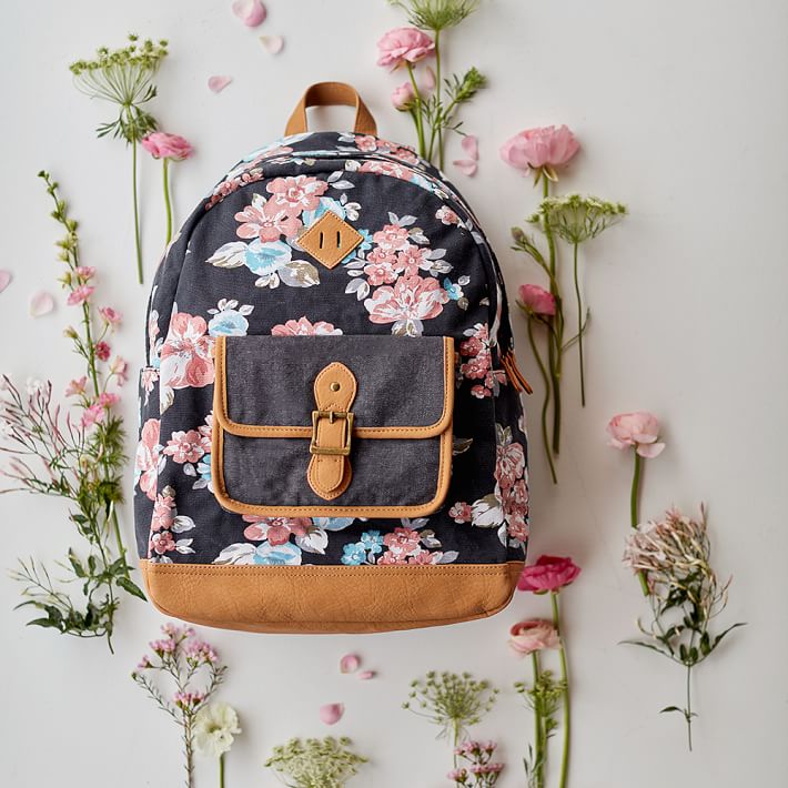 Black Northfield Bloom Burst Teen Backpack Pottery Barn Teen