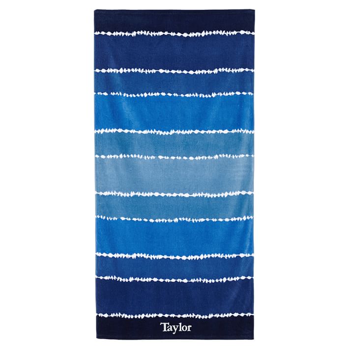 Tie-Dye Stripe Beach Towel, Navy
