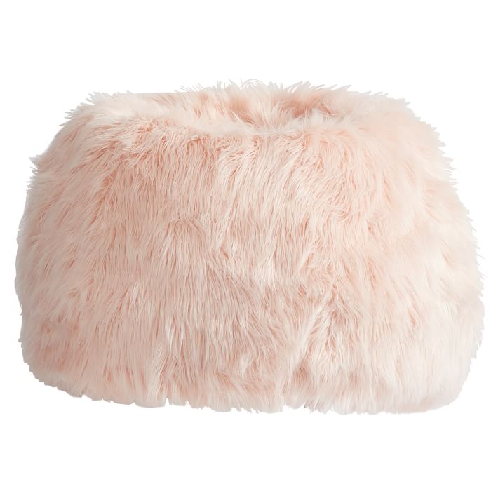 Himalayan FauxFur Blush Bean Bag Chair Pottery Barn Teen