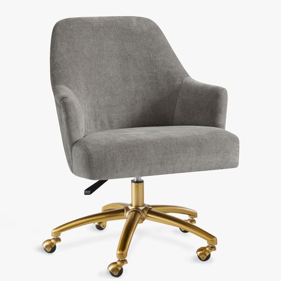 Distressed Velvet Pleated Swivel Desk Chair - Metal | Pottery Barn Teen